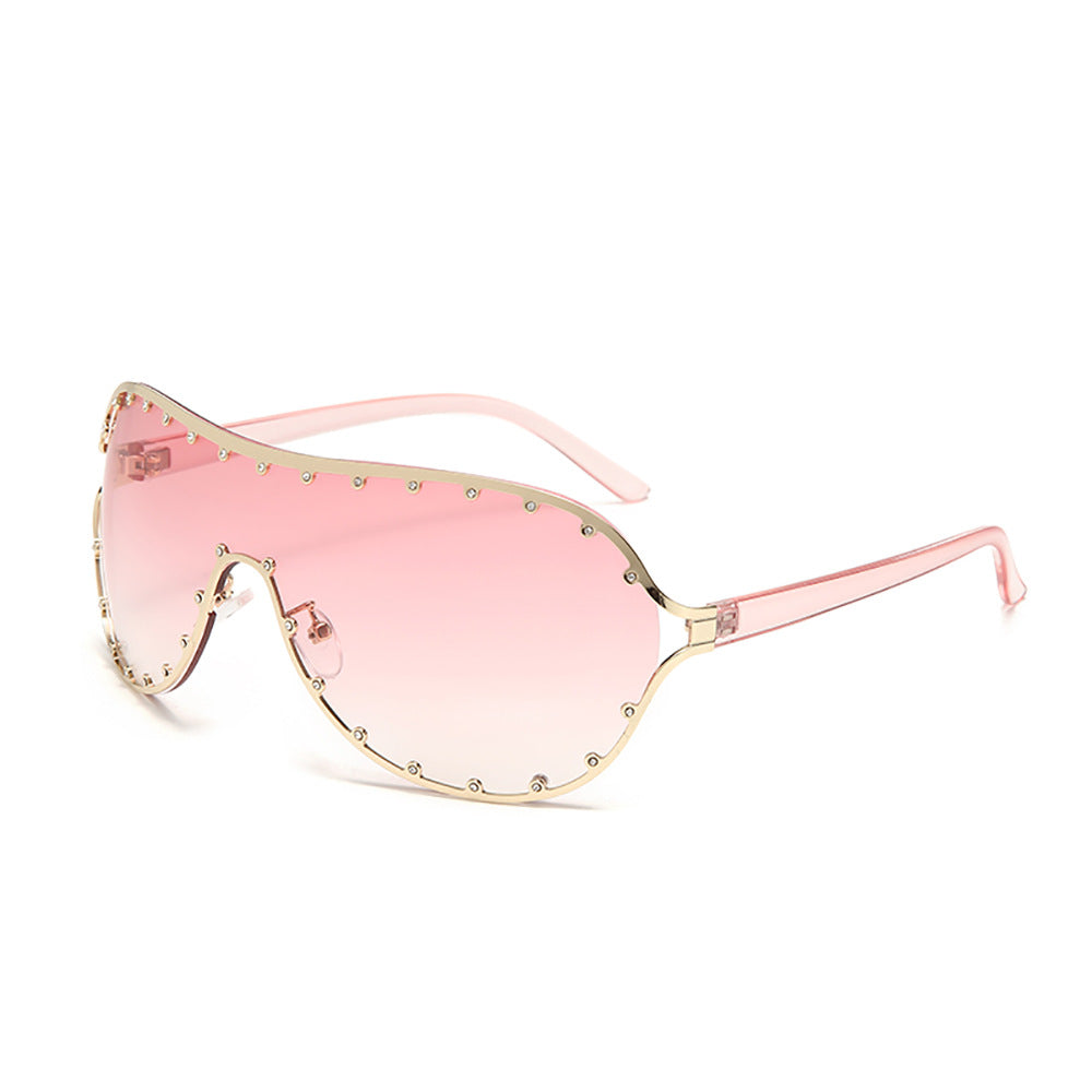 Wholesale Conjoined Y2k Large Frame Rivet PC Sunglasses